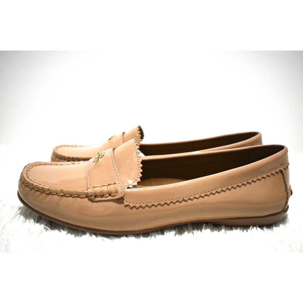 Women's COACH “Odette” A01424 Size 8.5B Nude Patent Leather Slip-On Loafer Flats